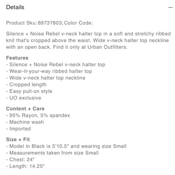 Silence + Noise Rebel Ribbed Coral Halter V-Neck Top XS - Picture 11 of 11